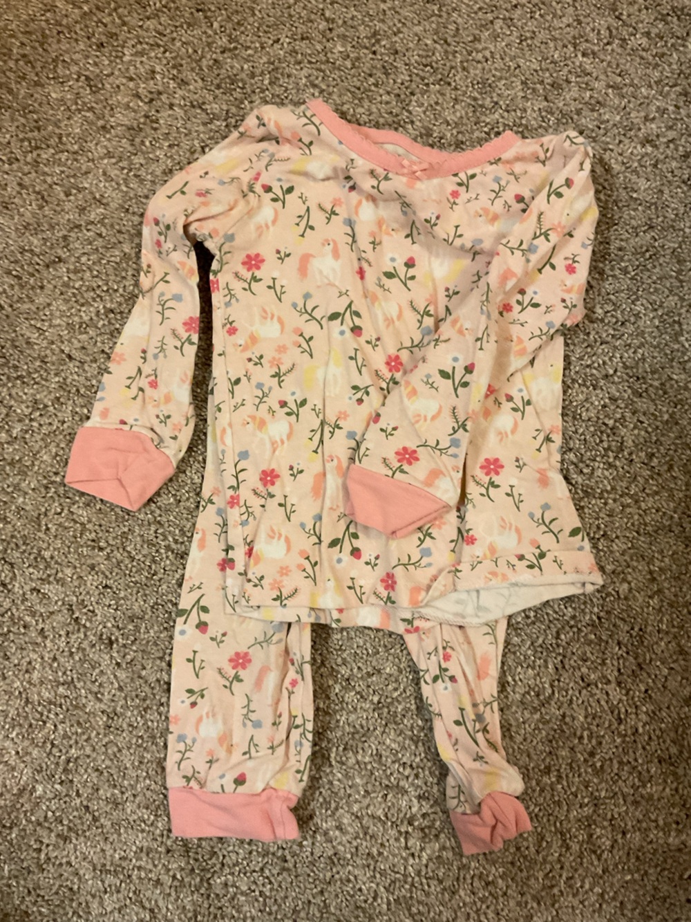 Sleep On It Pink Floral & Unicorn Kids Pajama Set
